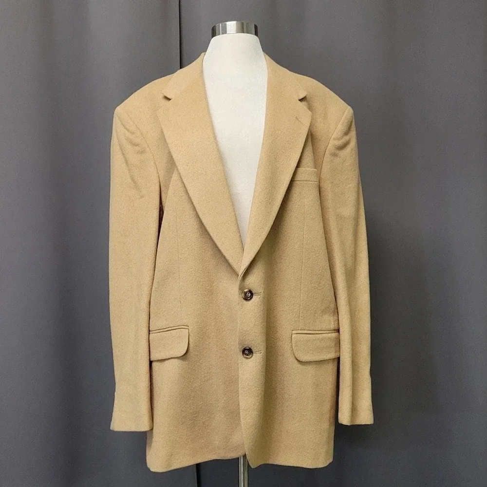 Vintage 70s Hunt Valley Sport Coat Tan 100% Camel Hair Two Button Blazer 44L USA